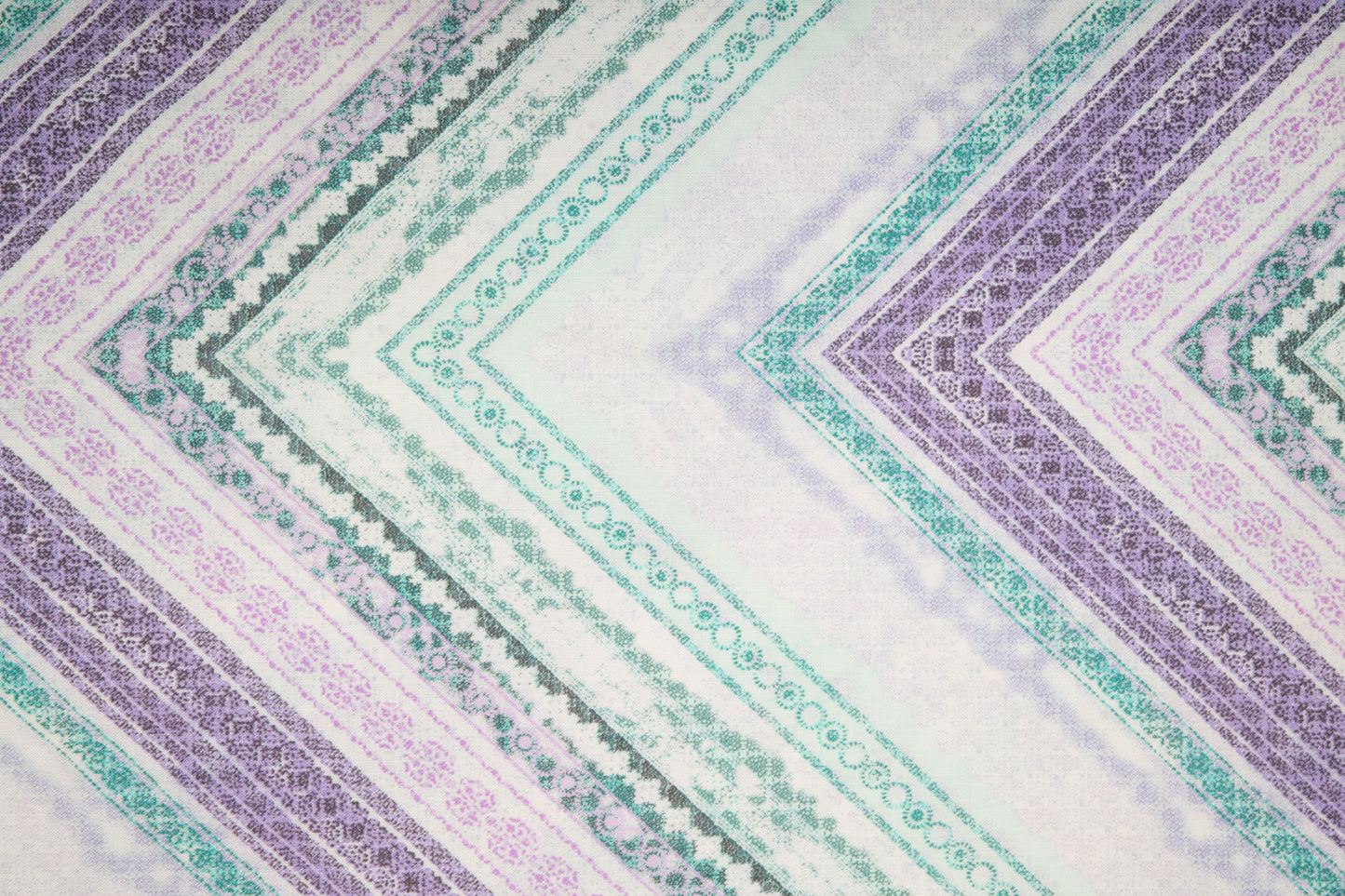 White With Lilac Geometrical Print Rayon Fabric Trade UNO