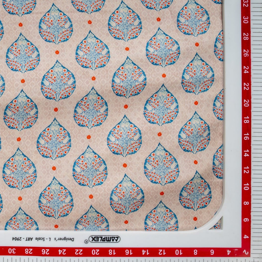 Peach Digital Print Pure Silk Fabric Trade UNO