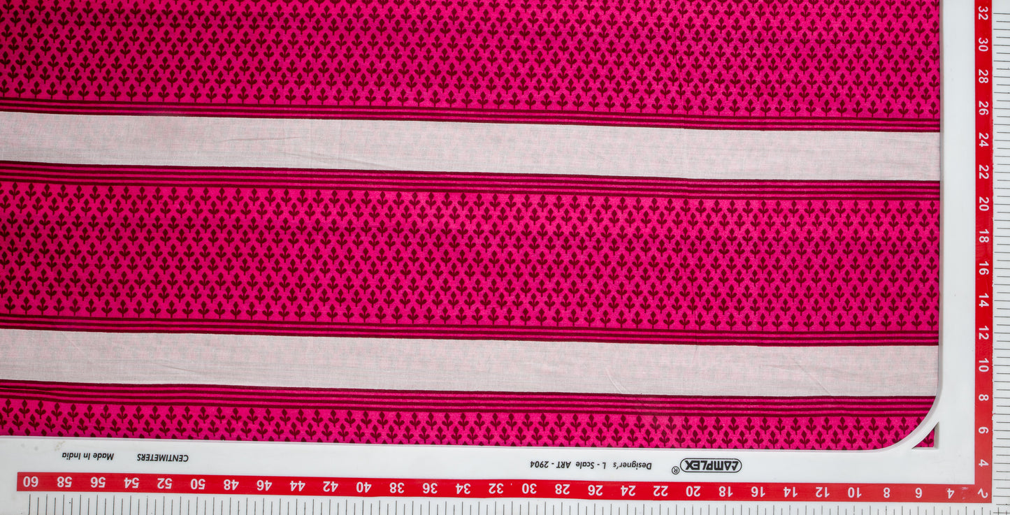 Magenta Pink & White Stripes Cotton Fabric Trade UNO