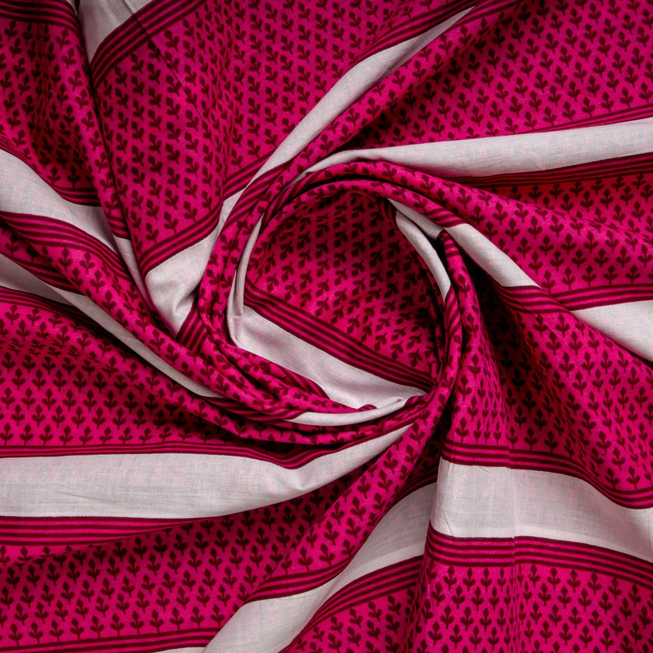Magenta Pink & White Stripes Cotton Fabric Trade UNO