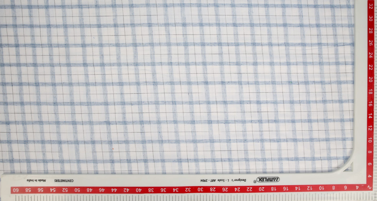 White & Blue Check Print Egyptian Cotton Shirting Fabric Trade UNO