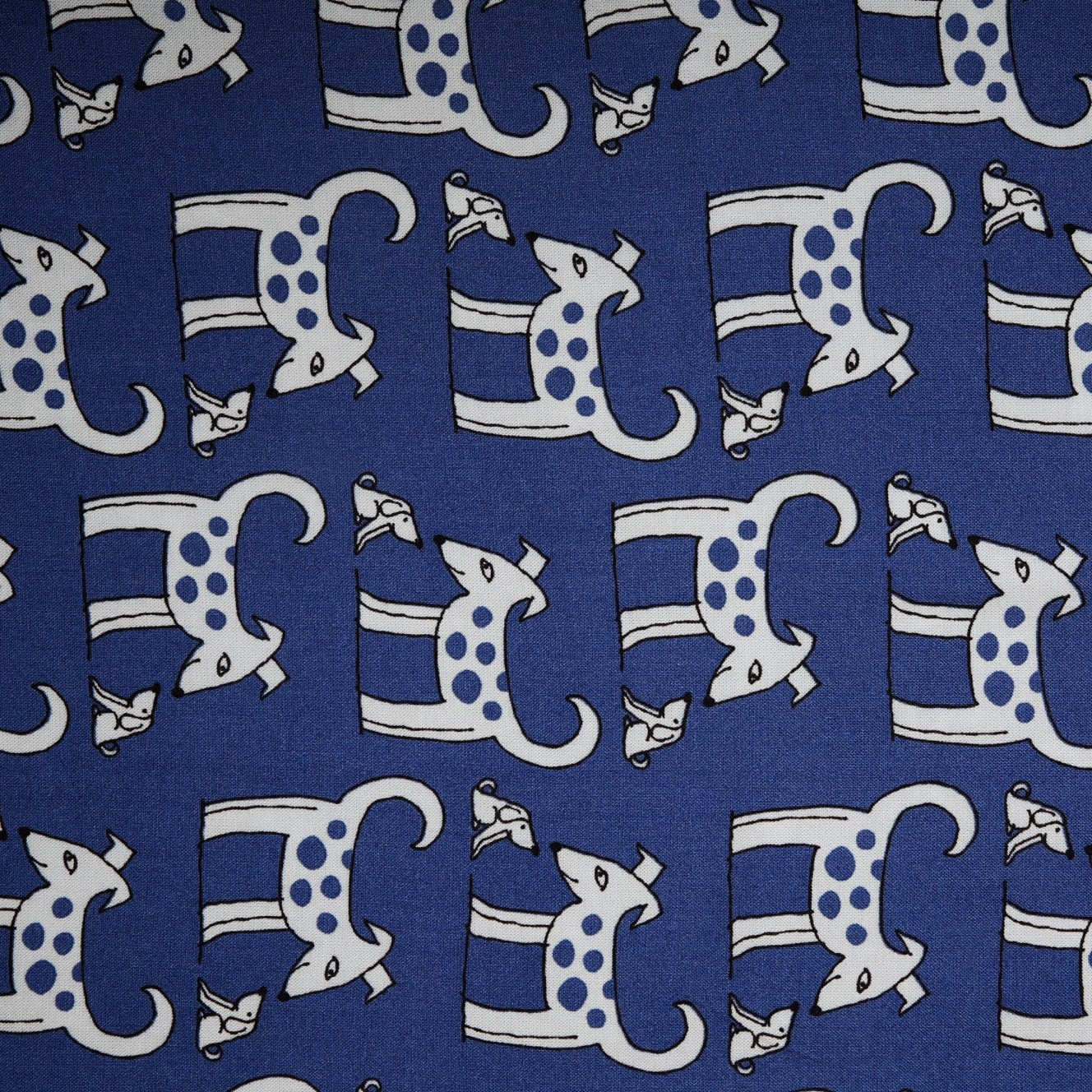 Royal Blue Kids Print Rayon Fabric Trade UNO