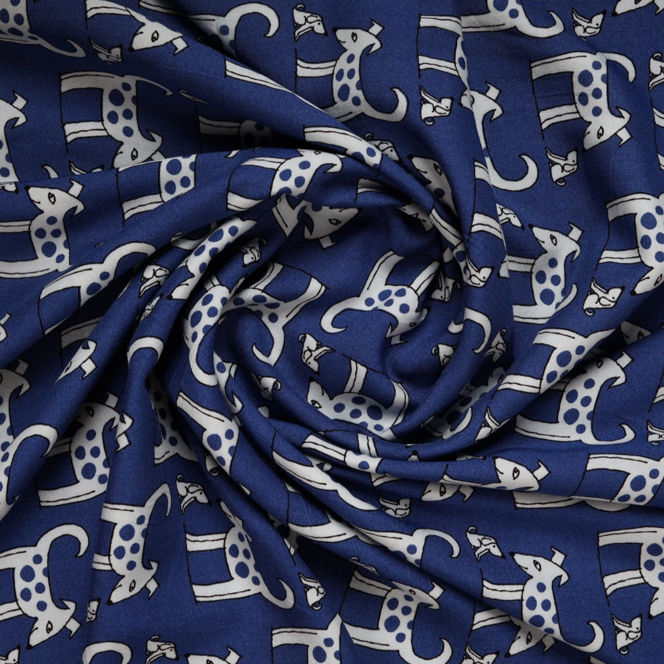 Royal Blue Kids Print Rayon Fabric Trade UNO