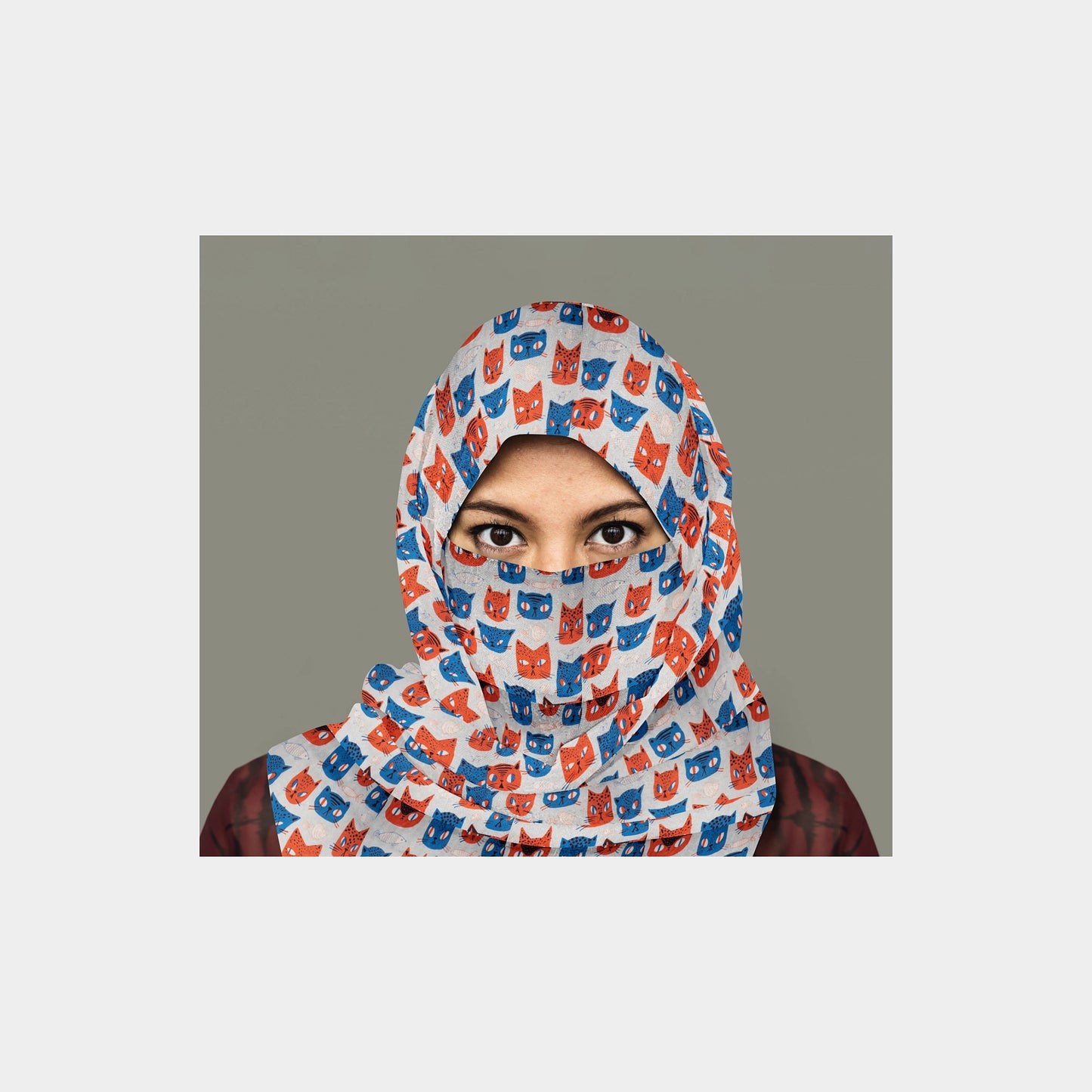 Red & Blue Quirky Print Chinnon Chiffon Fabric Trade UNO