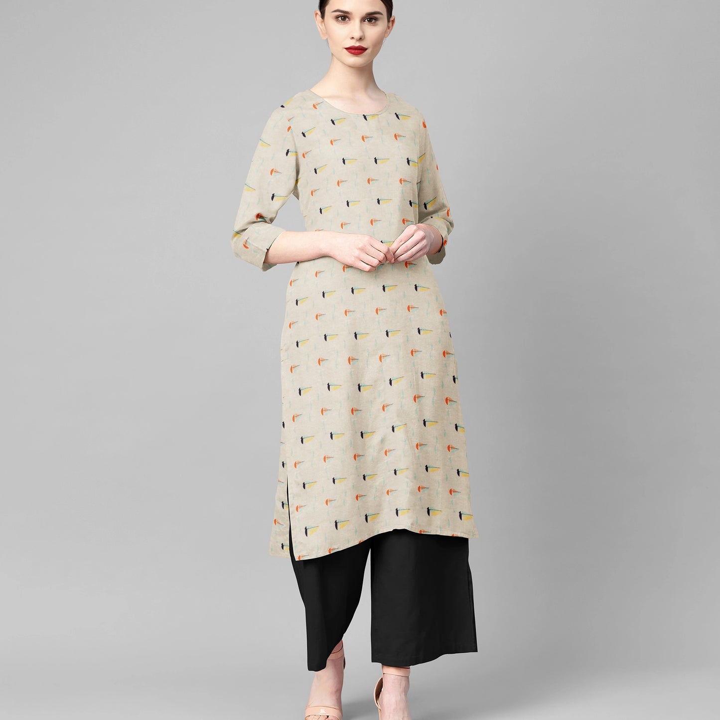 Off White Quirky Print Chinnon Chiffon Fabric Trade UNO