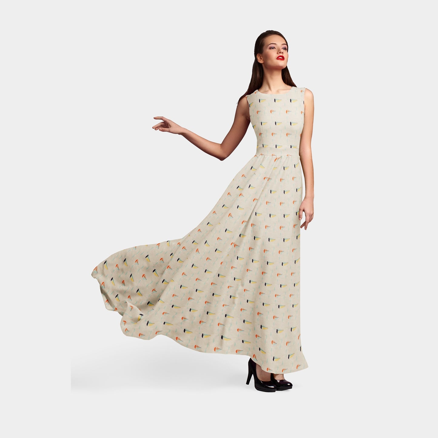 Off White Quirky Print Chinnon Chiffon Fabric Trade UNO