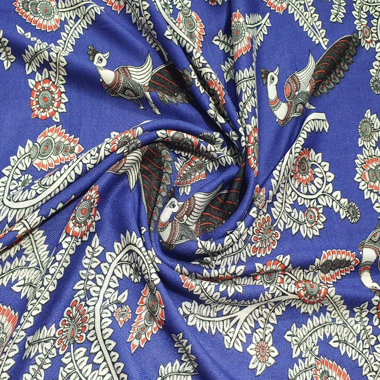 Purple Madhubani Print Spun Print Fabric Trade UNO