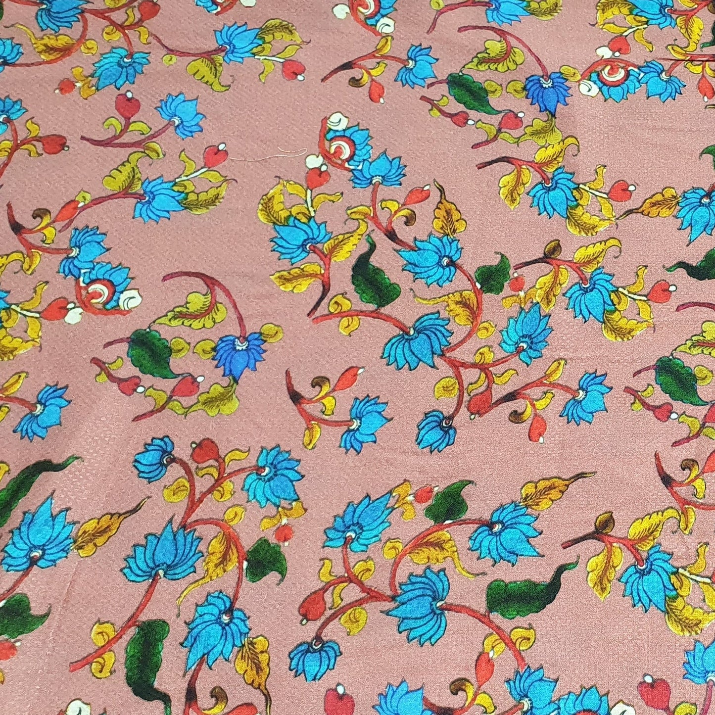 Salmon Pink Floral Print Viscose Dobby Fabric Trade UNO