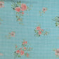 Sky Blue Floral Check Print Cotton Linen Fabric Trade UNO