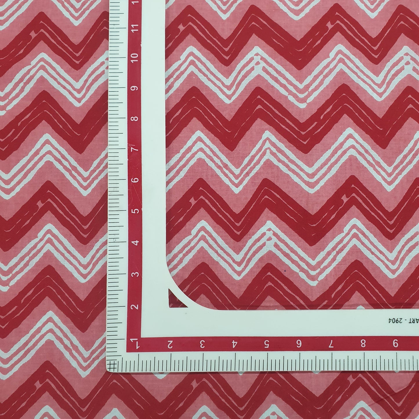 Red & White Chevron Print Cotton Fabric Trade UNO