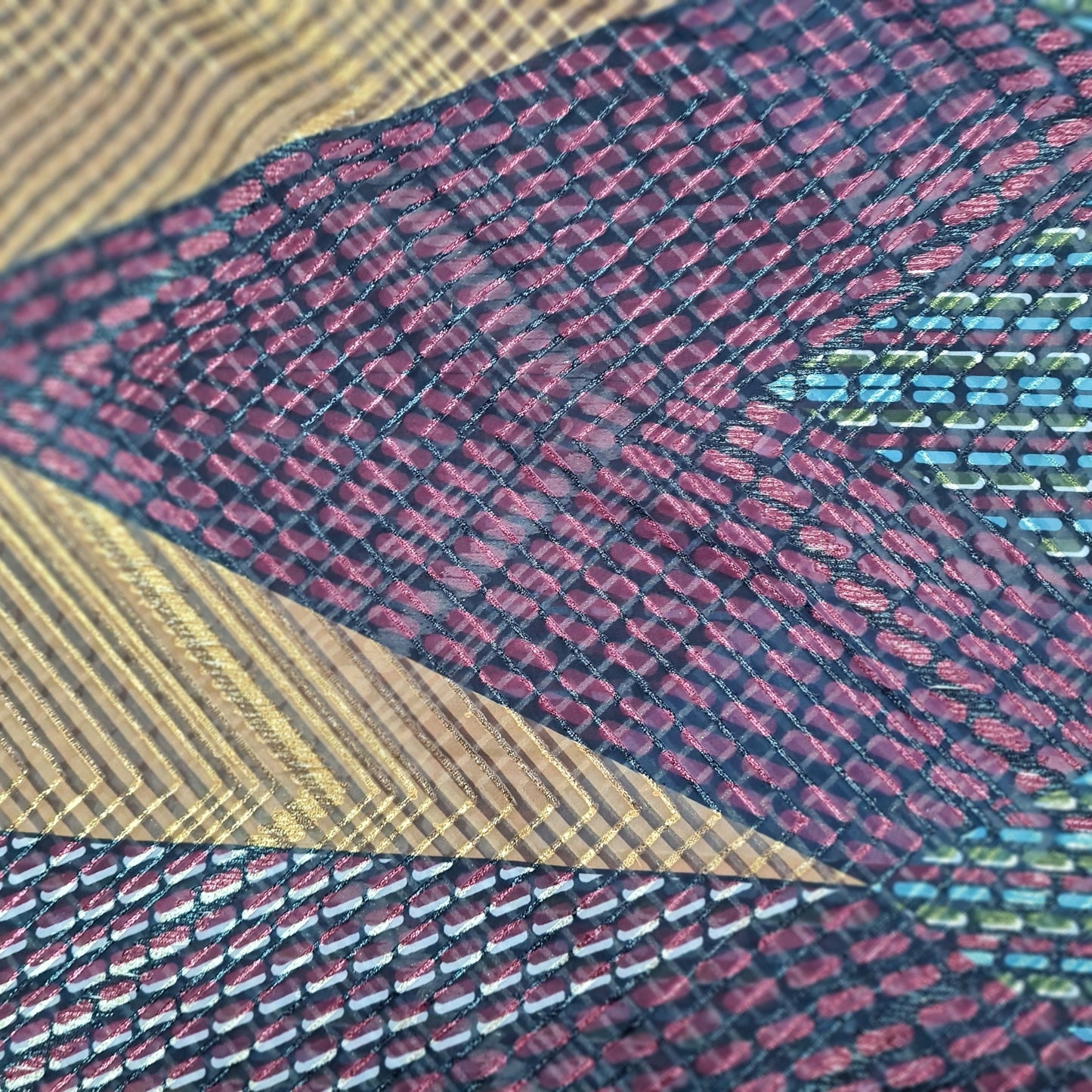 Black With Multicolor Gotta Embroidery Georgette Satin Fabric - TradeUNO