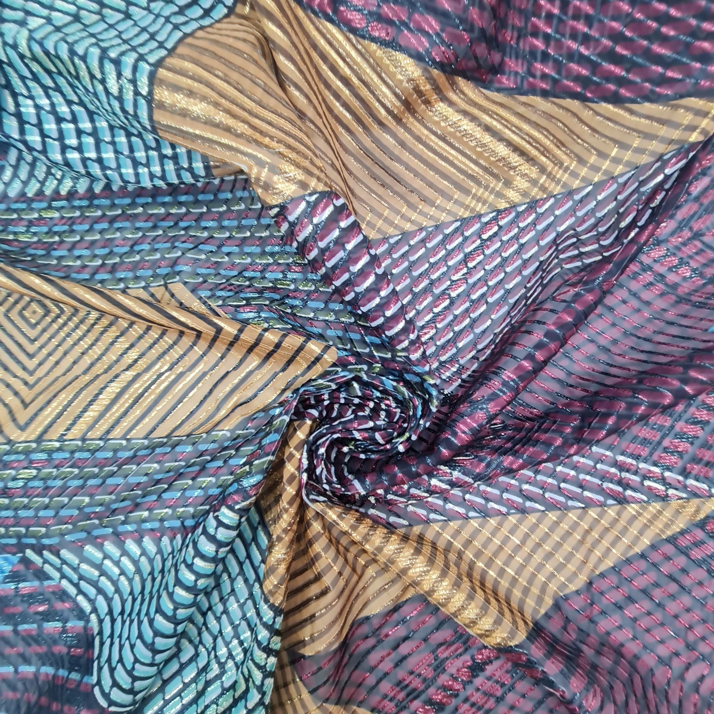 Black With Multicolor Gotta Embroidery Georgette Satin Fabric - TradeUNO