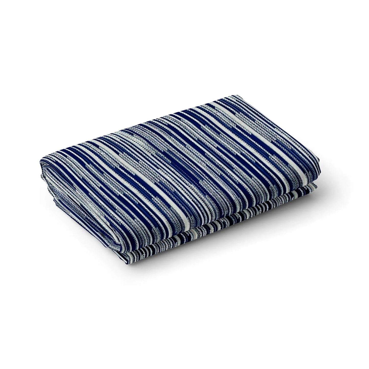 Navy Blue White Stripes With Foil Knitted Lycra Fabric - TradeUNO