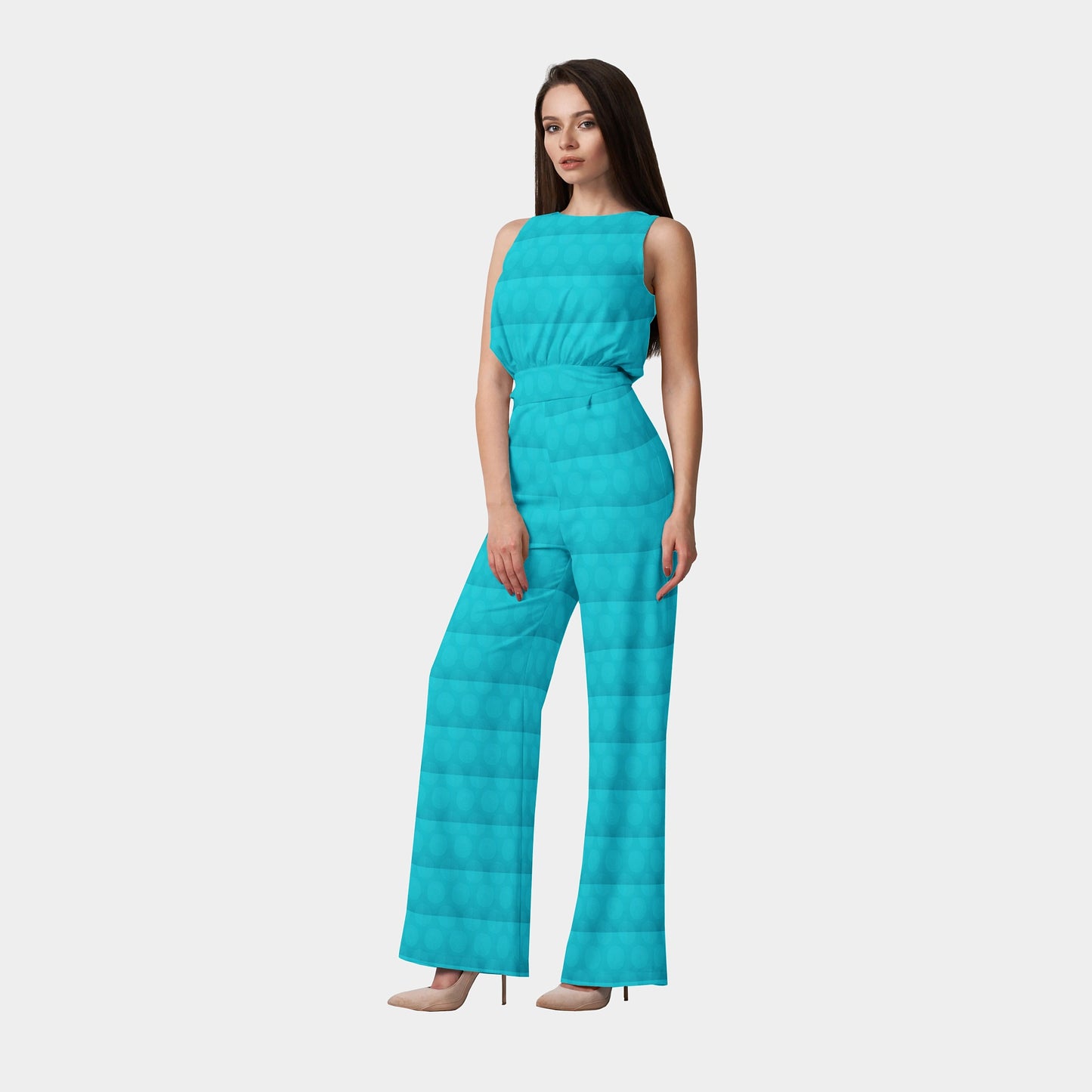 Aqua Blue Solid Jacquard Cotton Fabric Trade UNO