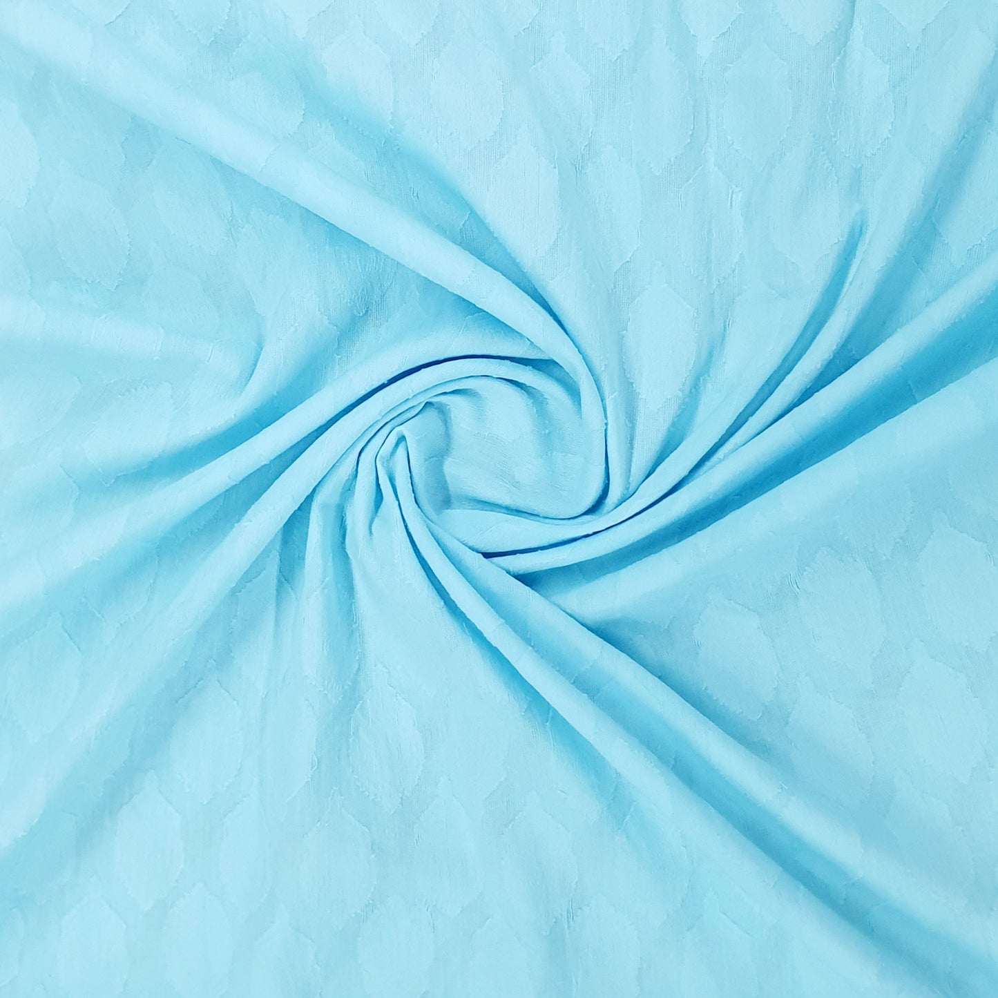 Aqua Blue Solid Jacquard Cotton Fabric Plain Weave 48 Inches TU-1935