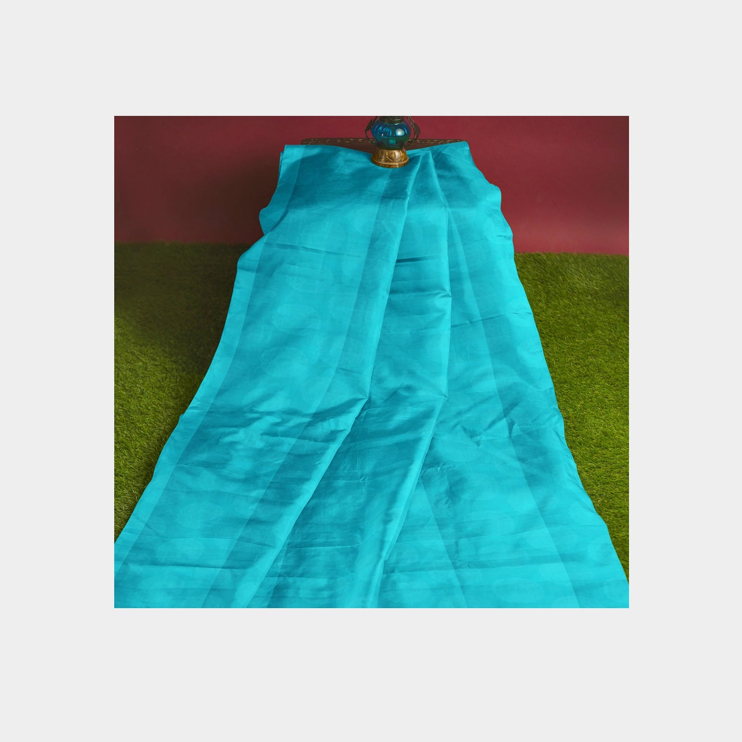 Aqua Blue Solid Jacquard Cotton Fabric Trade UNO