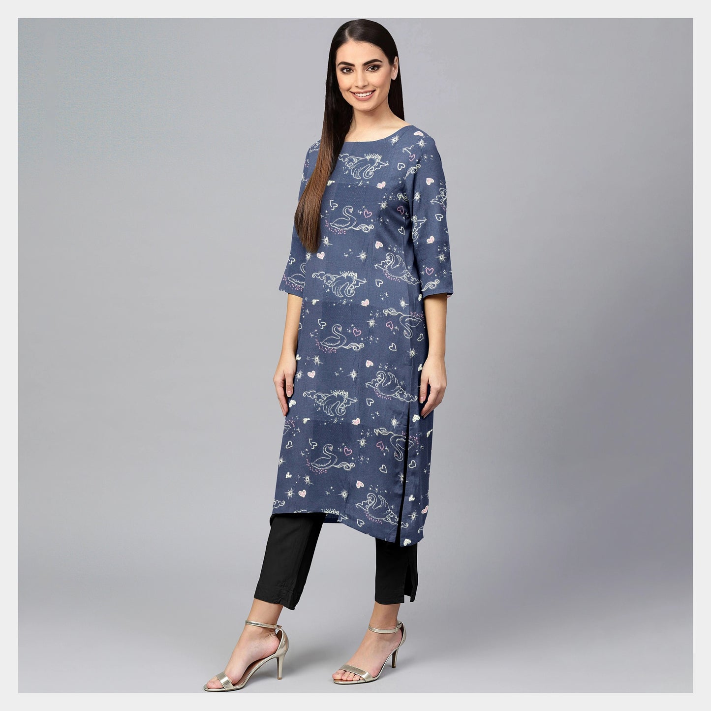 Blue Duck Print Visocse Dobby Fabric - TradeUNO