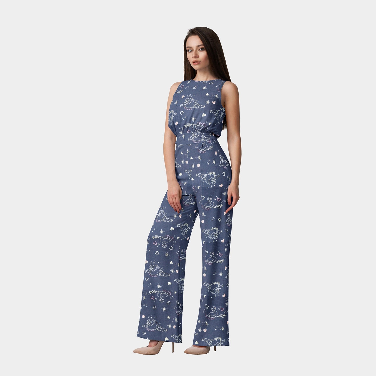 Blue Duck Print Visocse Dobby Fabric - TradeUNO