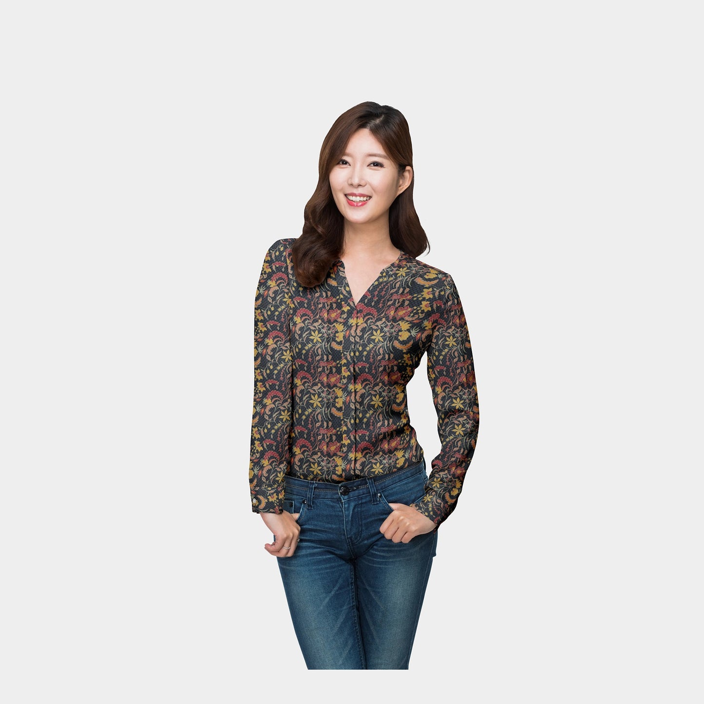 Brown Floral Print Viscose Dobby Fabic - TradeUNO