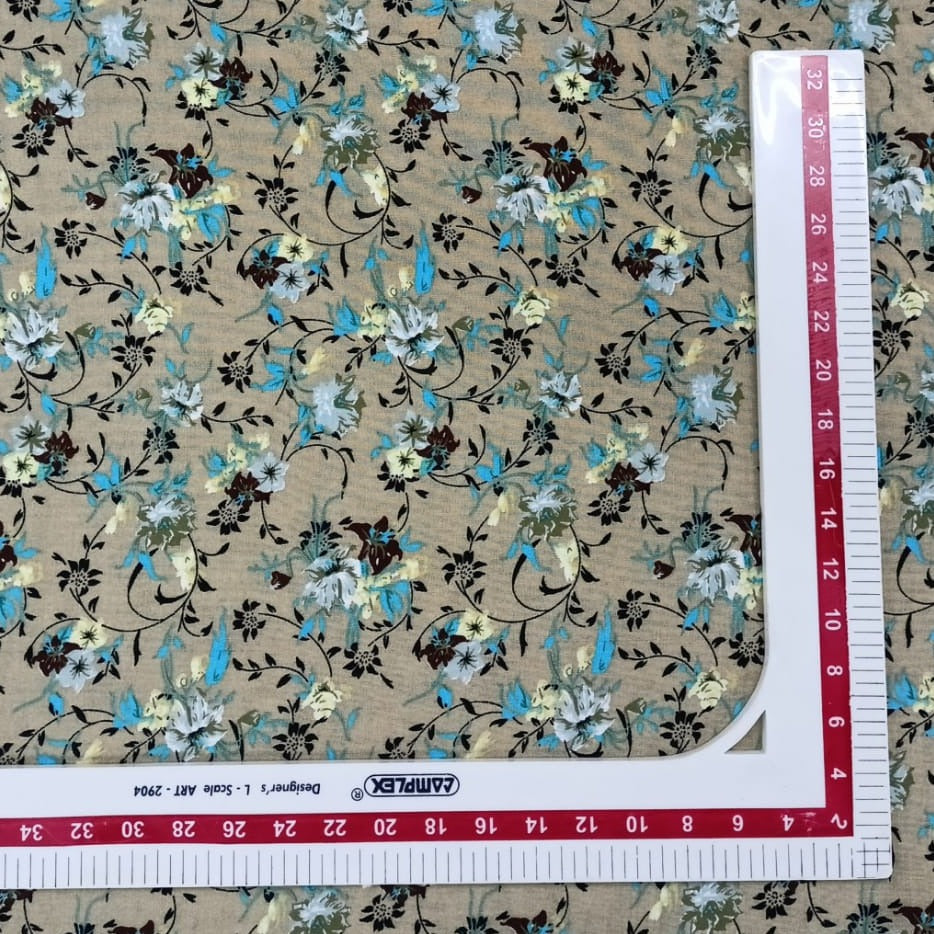 Cream Ditsy Floral Print Rayon Fabric Trade Uno
