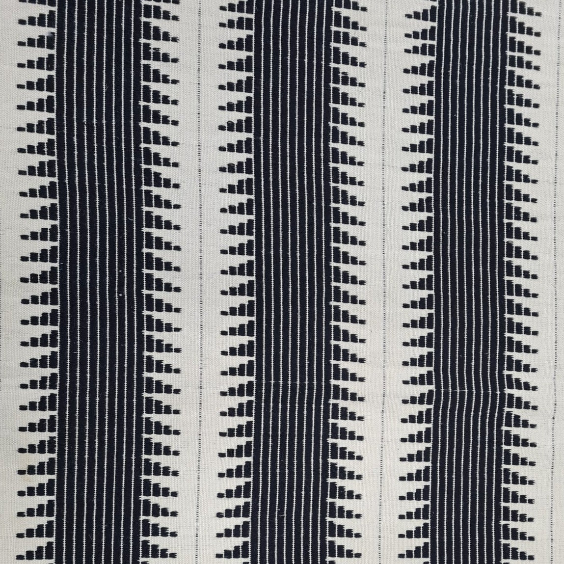 Cream & Black Geometrical Print Jacquard Fabric Trade UNO