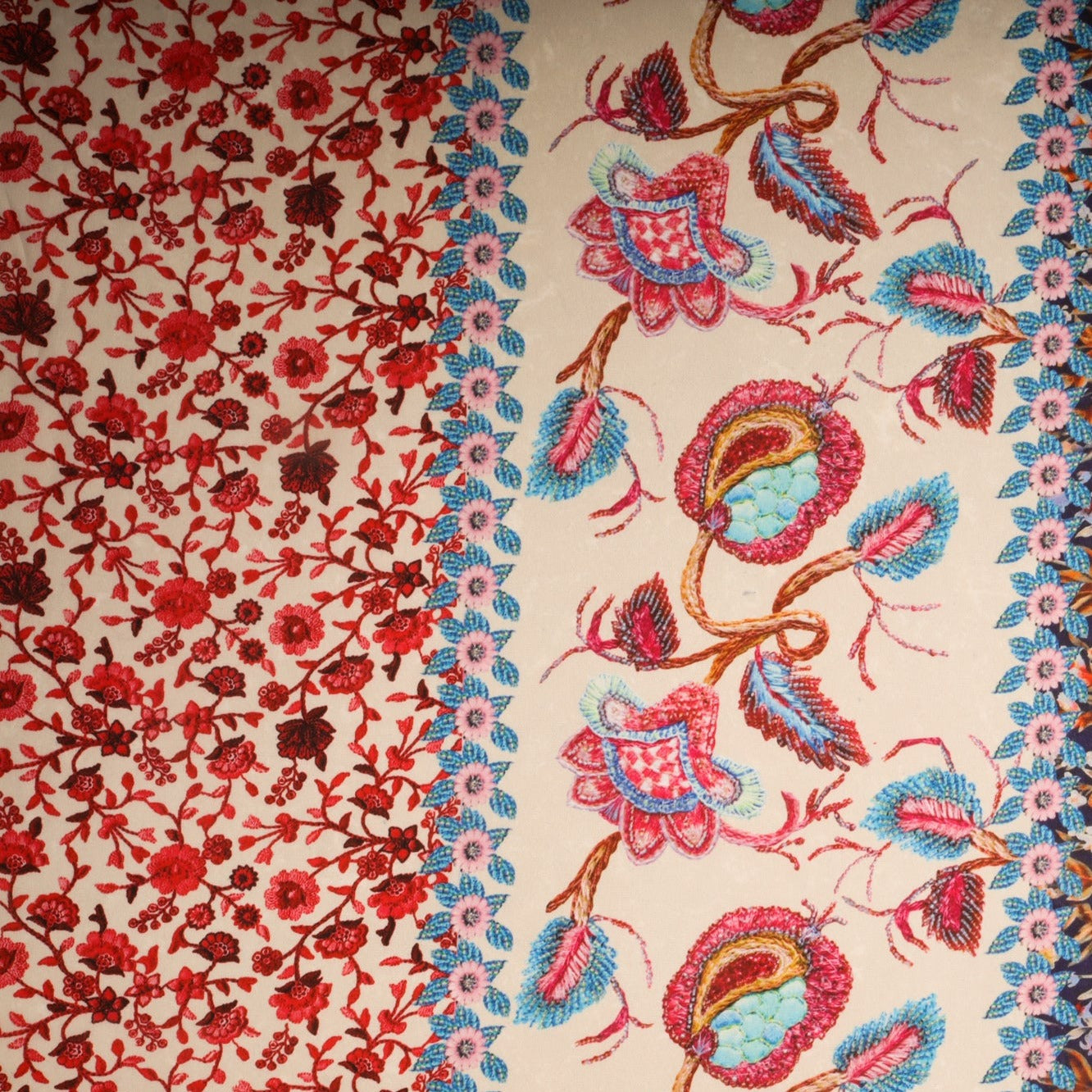 Cream & Multicolor floral Print Georgette Fabric Trade UNO