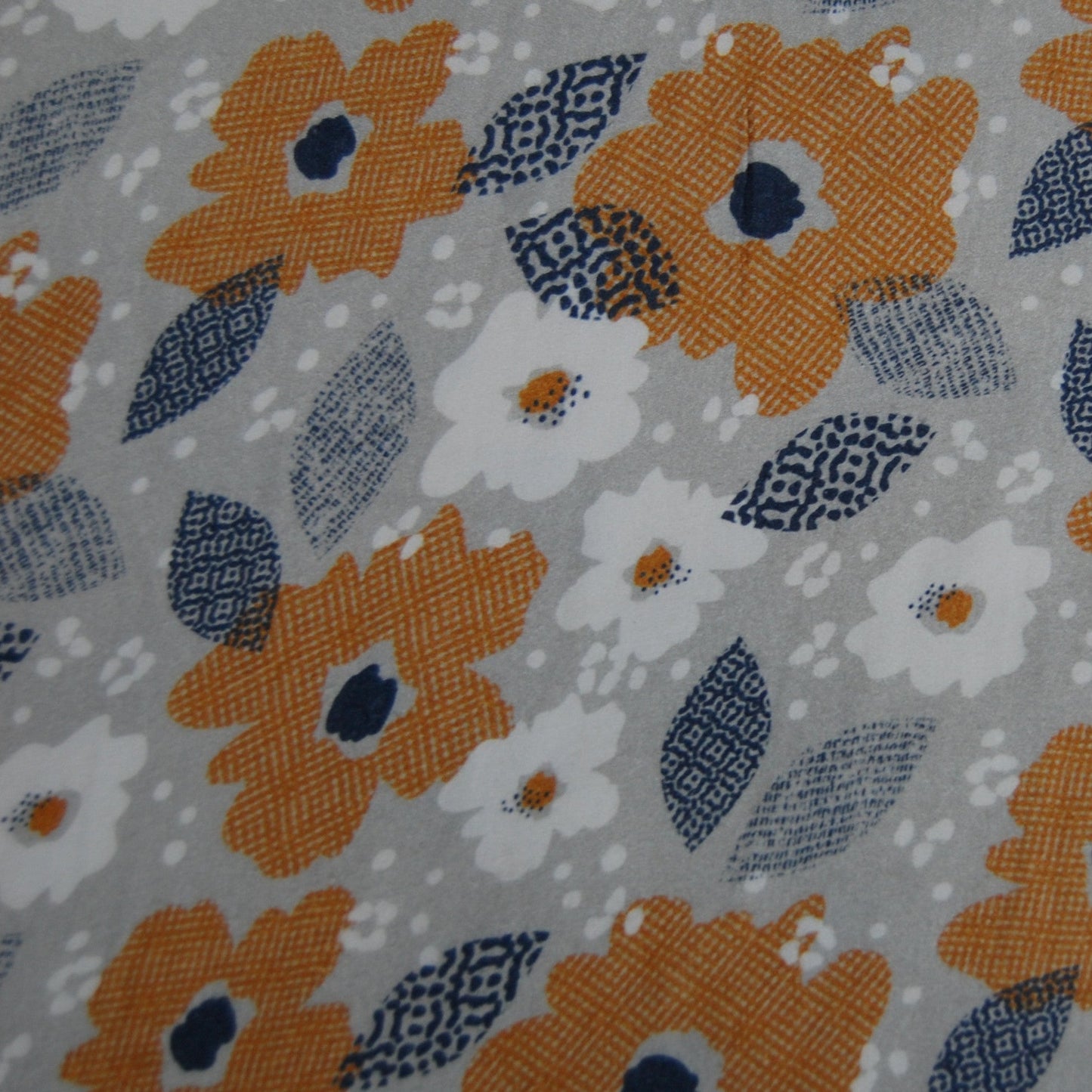Grey Brown Floral Print Spun Fabric Trade UNO