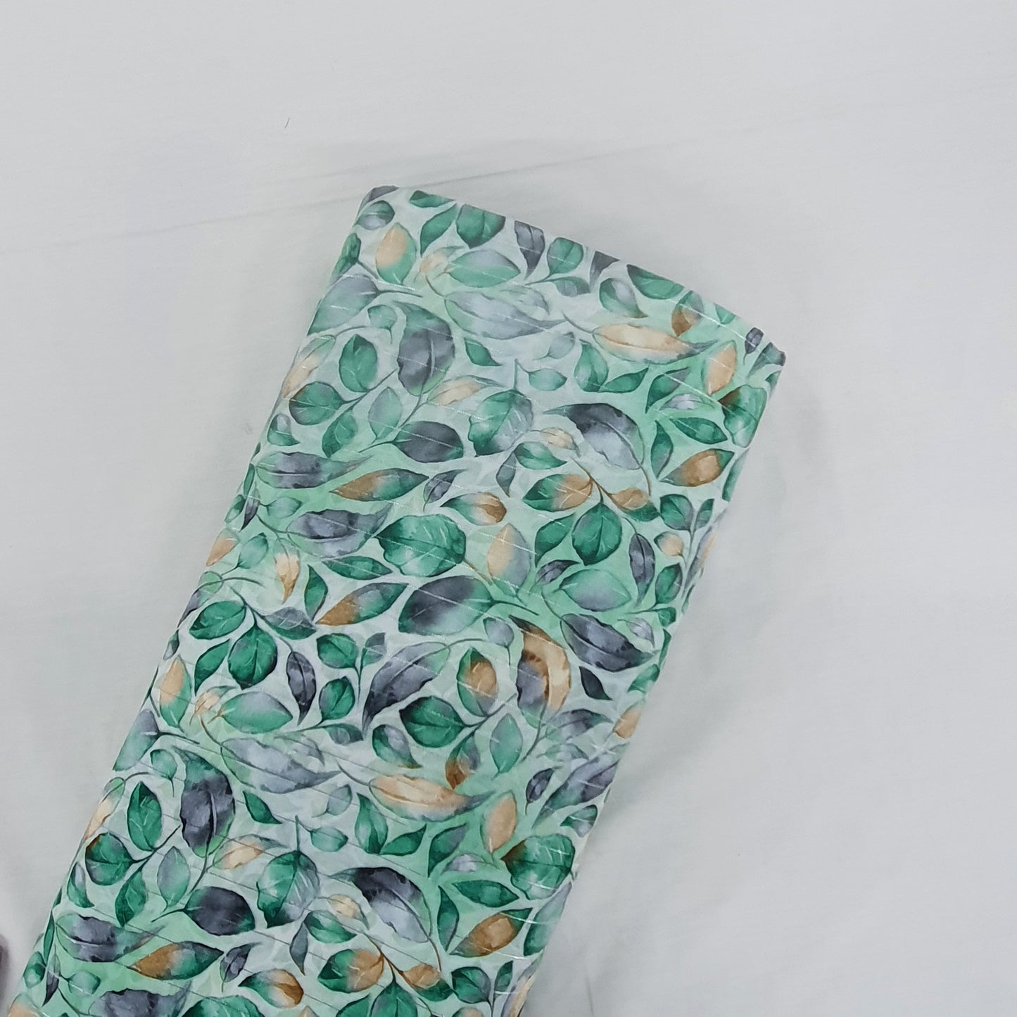 Green Leaf With Lurex Print Rayon Fabric Trade UNO