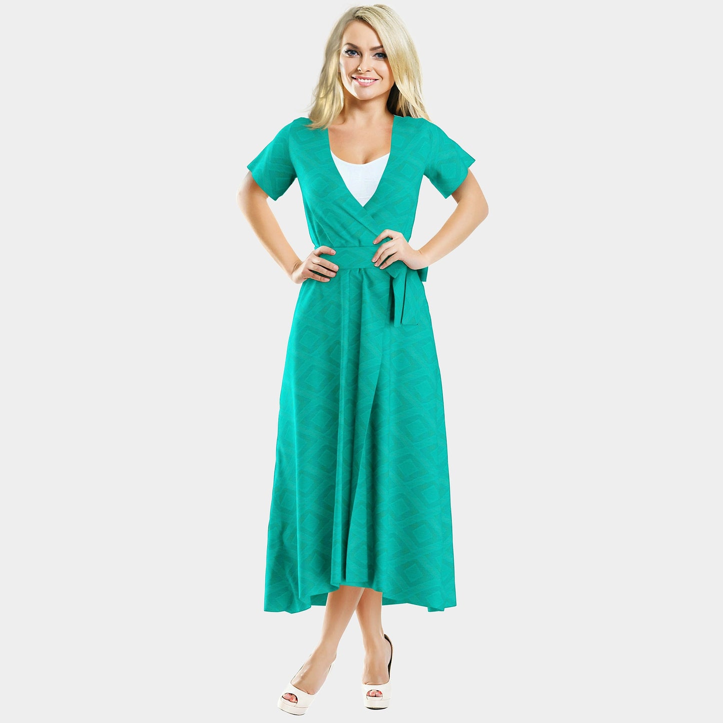 Green Solid Cotton Jacquard Fabric Trade UNO