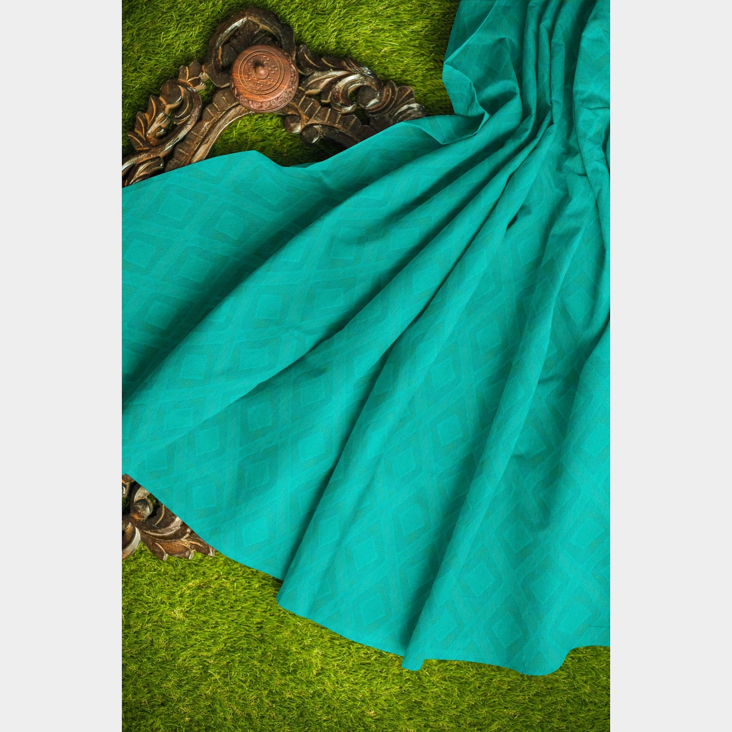 Green Solid Cotton Jacquard Fabric Trade UNO