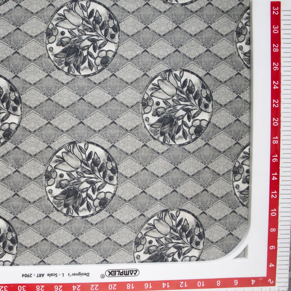 Grey Digital Print Satin Linen Fabric Trade UNO