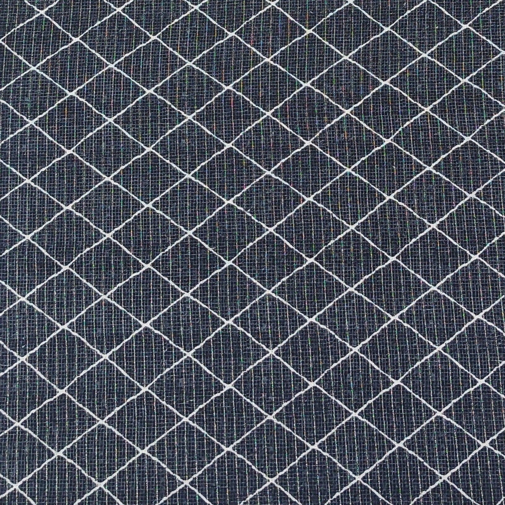 Black Geometrical With Lurex Cotton Linen Fabric Trade UNO