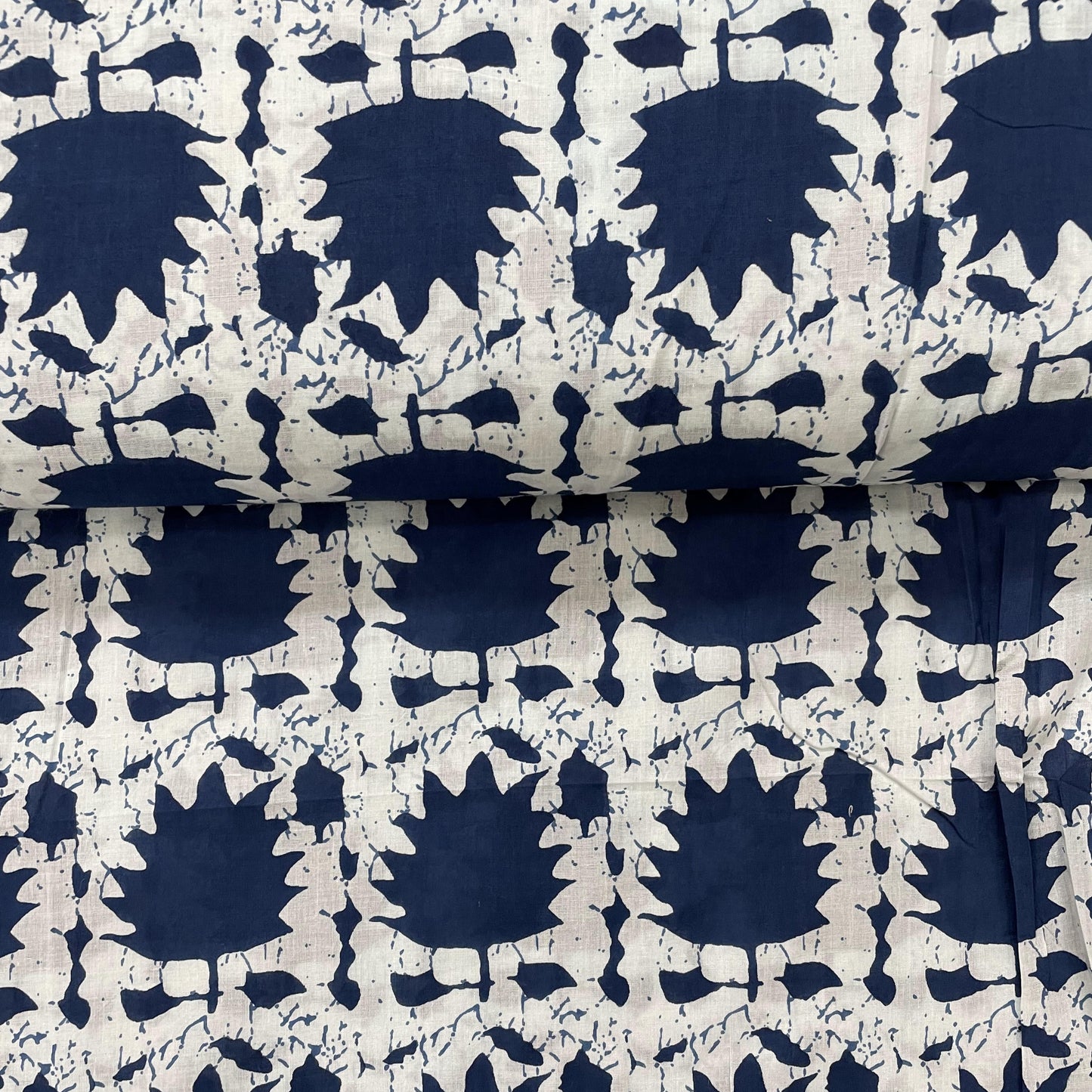White & Indigo Handblock Cotton Fabric - TradeUNO