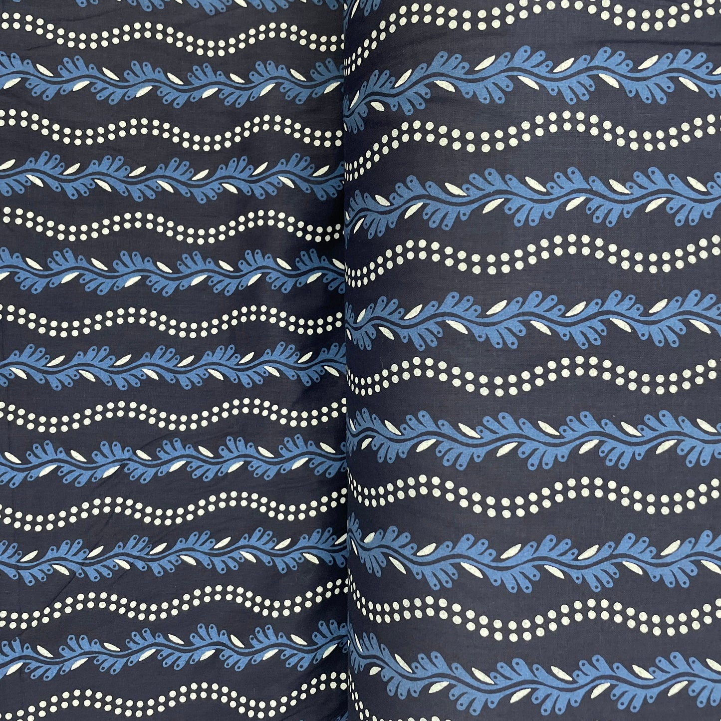 Indigo Blue Floral Print Poplin Cotton Fabric - TradeUNO