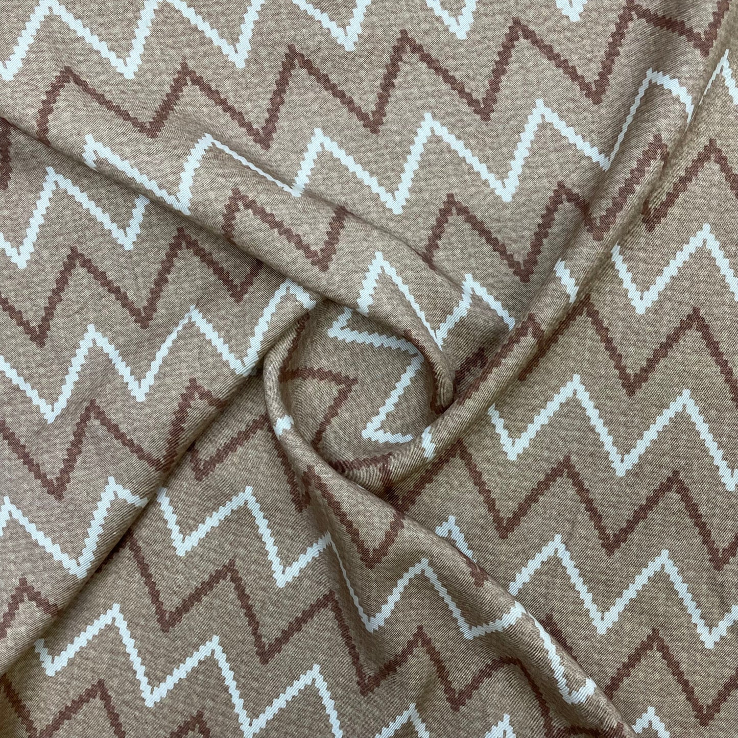 Brown Chevron Print Viscose Fabric Trade UNO