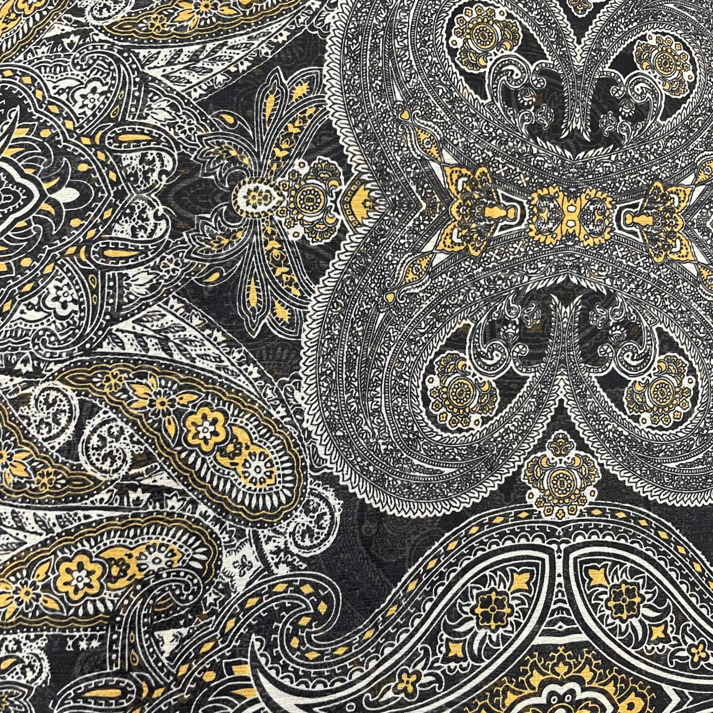 Black Paisley Print Chiffon Fabric 7974