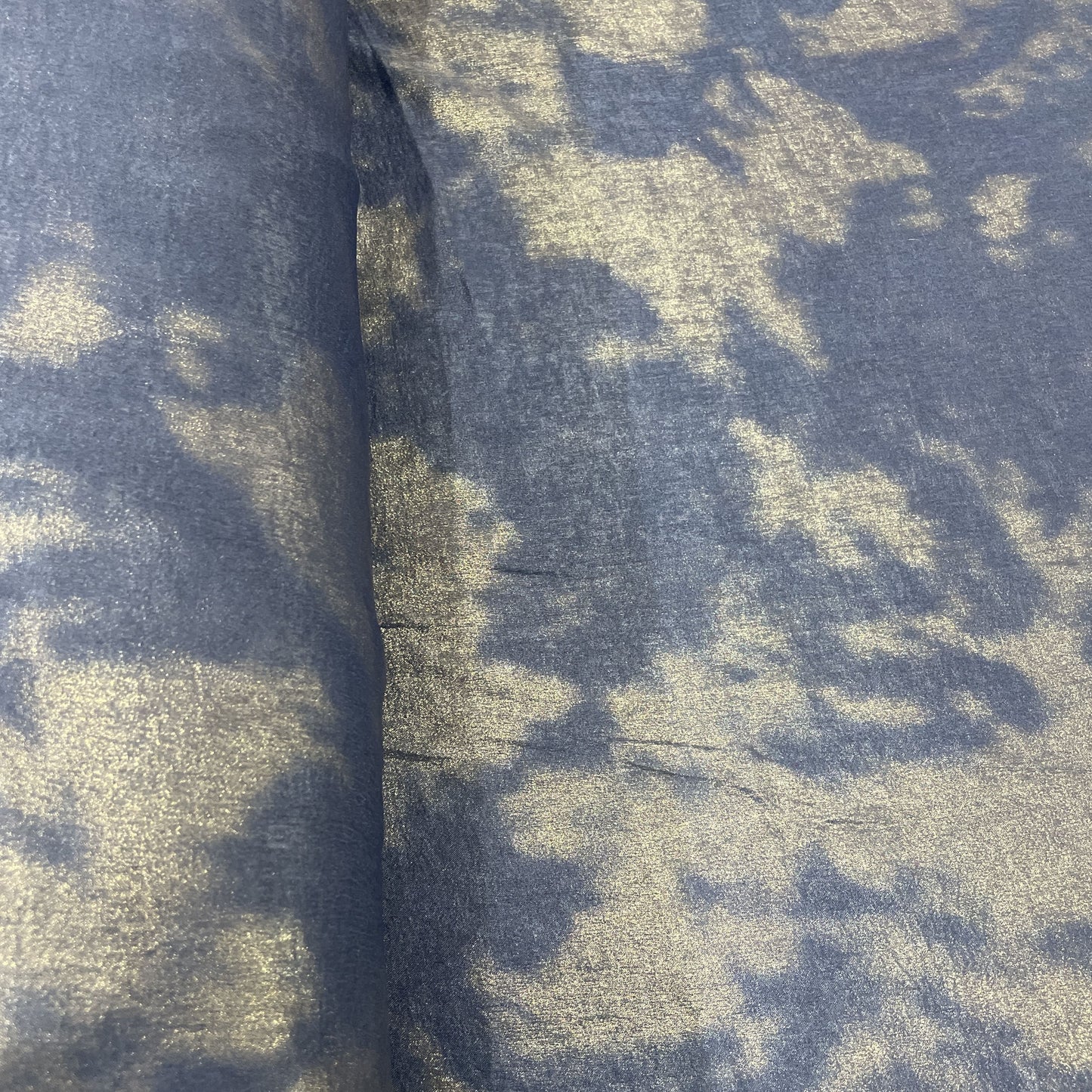Classic Blue Silver Foil Chanderi Velvet Fabric