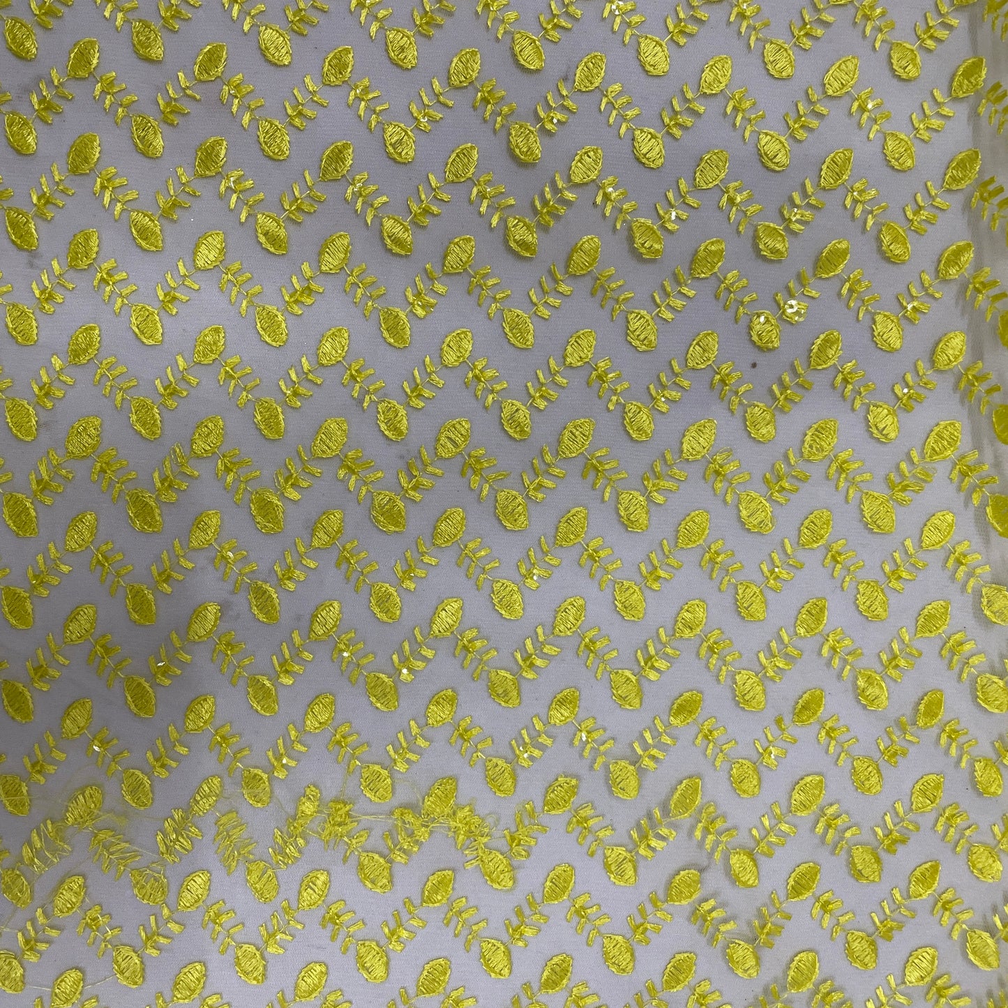 Yellow Floral Embrodiery Net Fabric - TradeUNO
