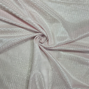 Light Pink with Silver stripes shimmer imported Knit Fabric - TradeUNO