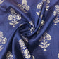 Classic Navy Blue Golden Floral Brocade Jacquard Fabric