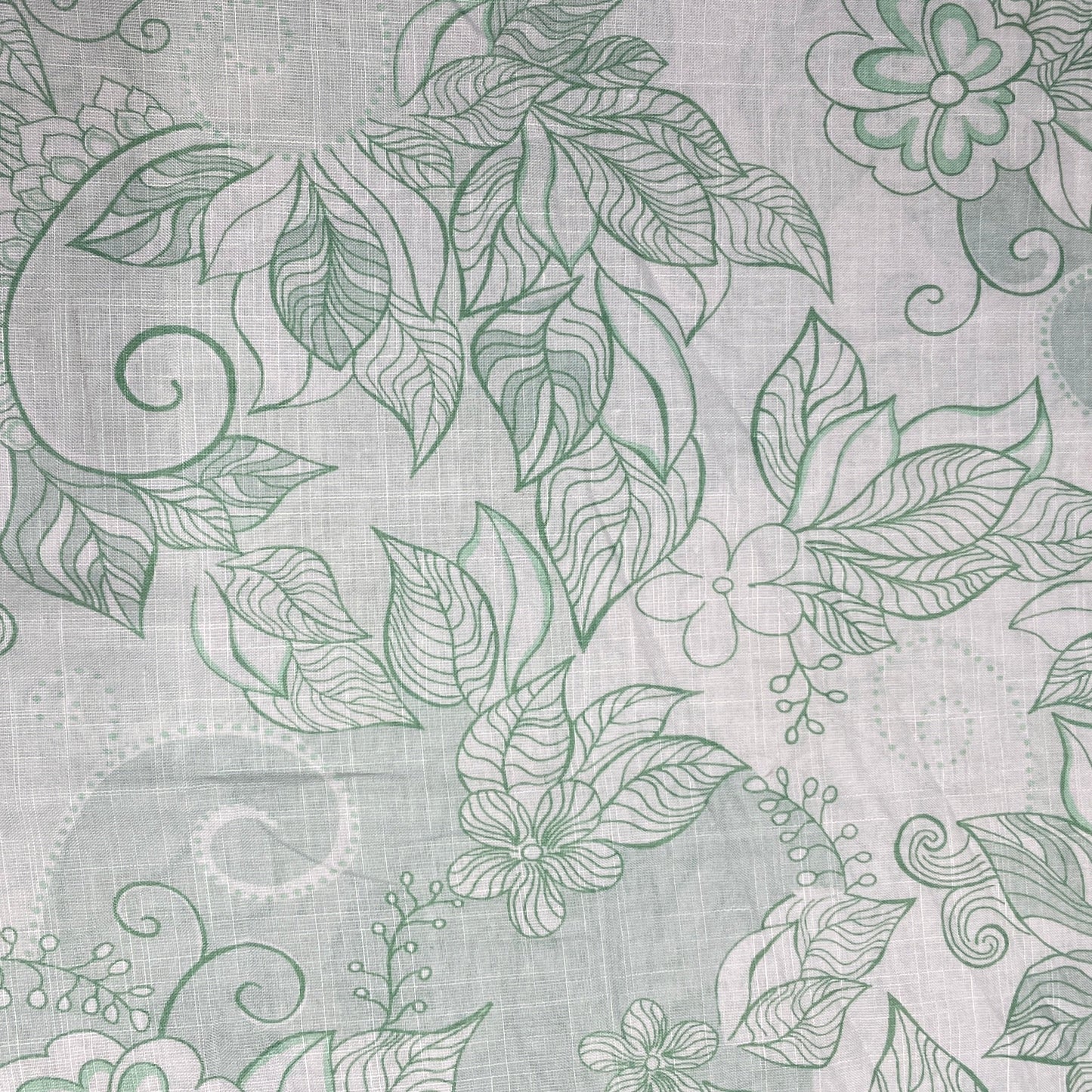 Green Floral Print Mulmul Fabric - TradeUNO