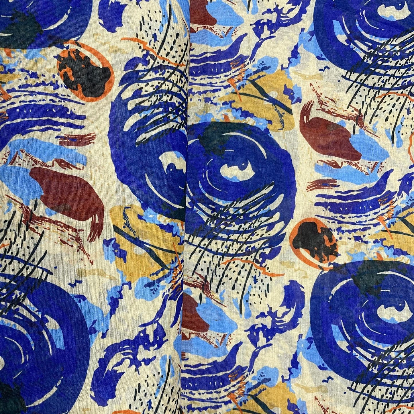 Multicolor Traditional Print Mulmul Fabric - TradeUNO