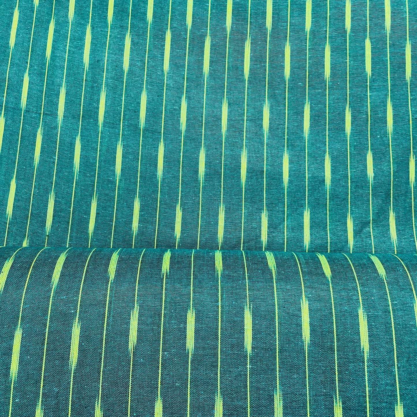 Dark Green & Green Ikkat Cotton Fabric - TradeUNO