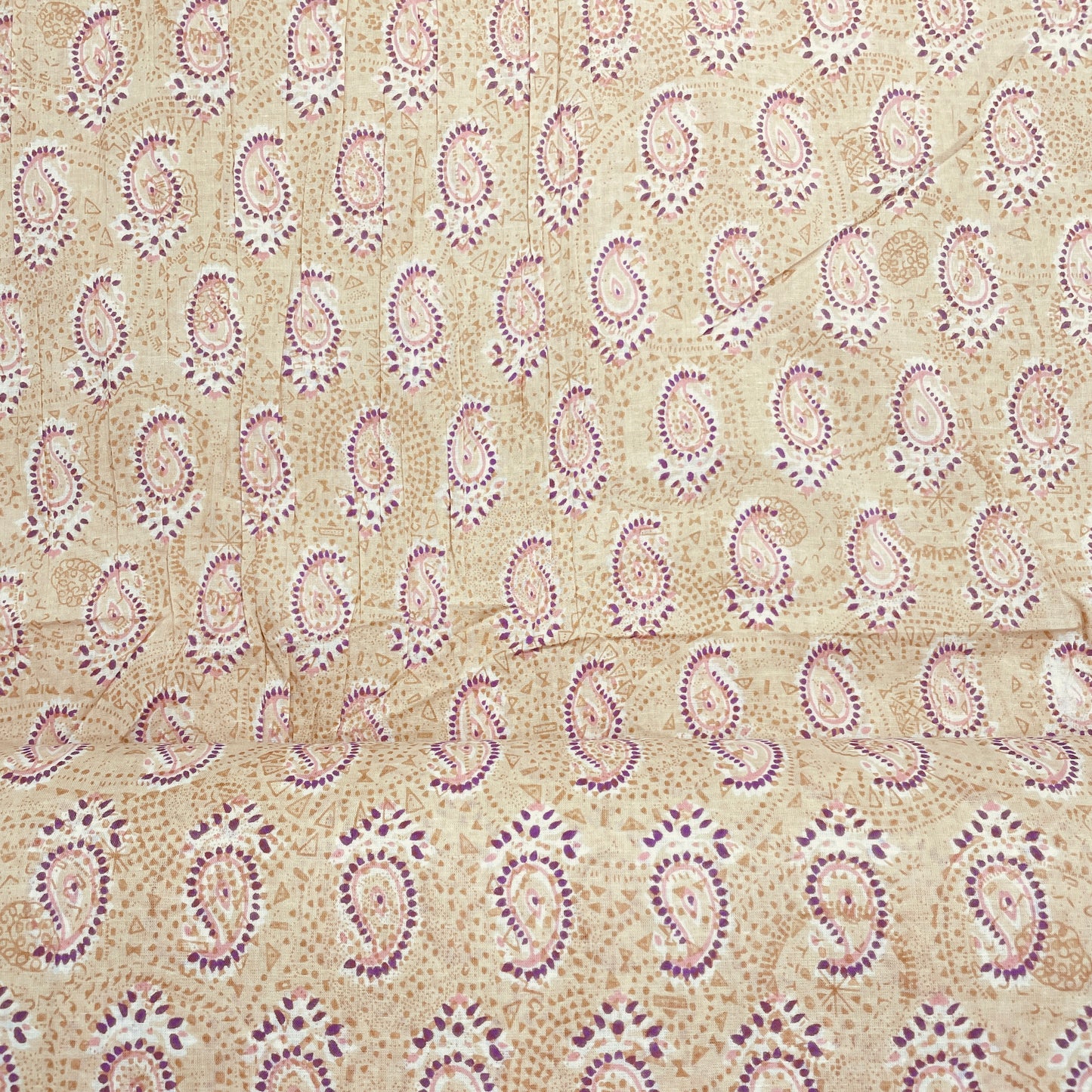 Cream & Pink Geometerical Print Cotton Fabric TU-8604 - TradeUNO