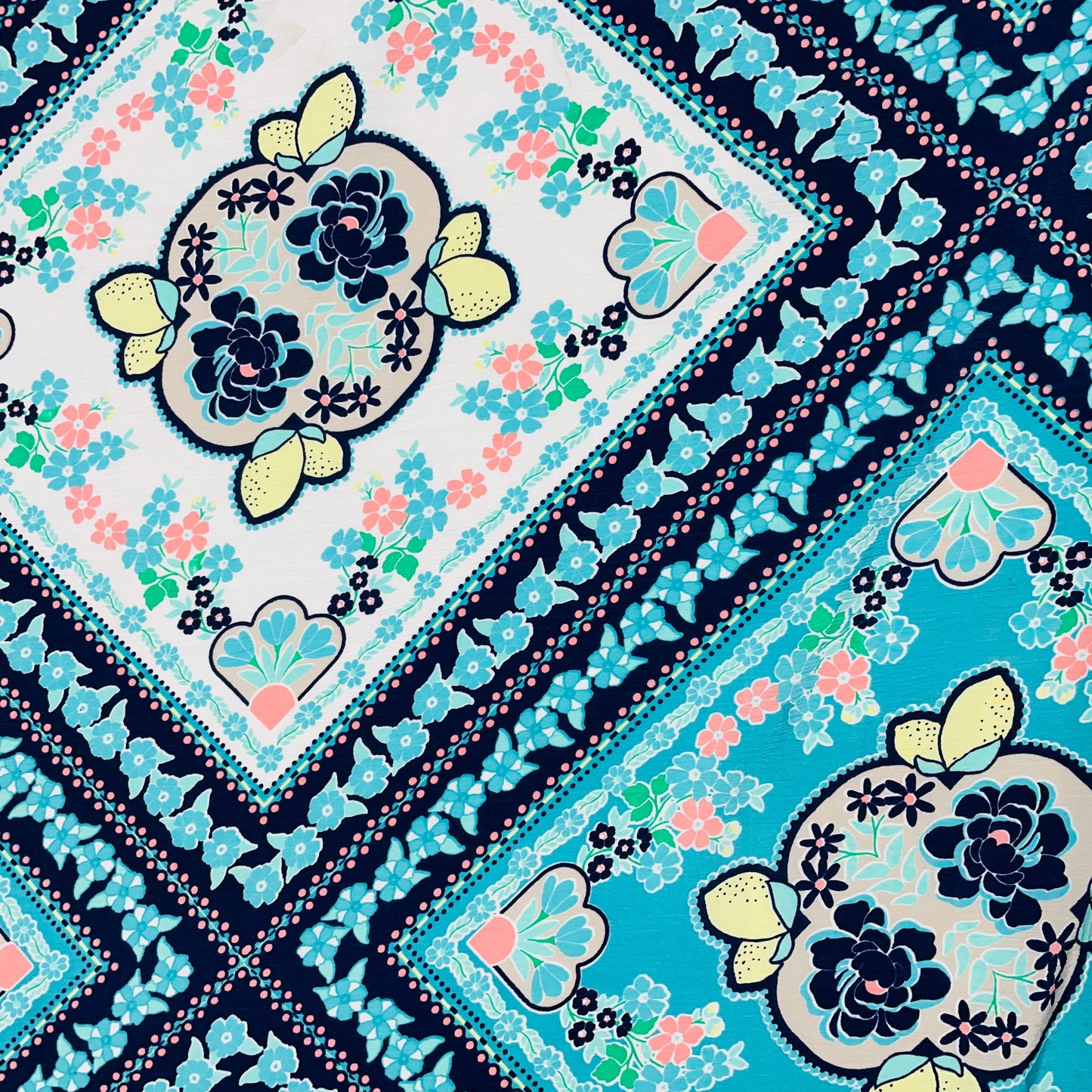 Green & Multicolor Traditional Print Moss Crepe Fabric - TradeUNO