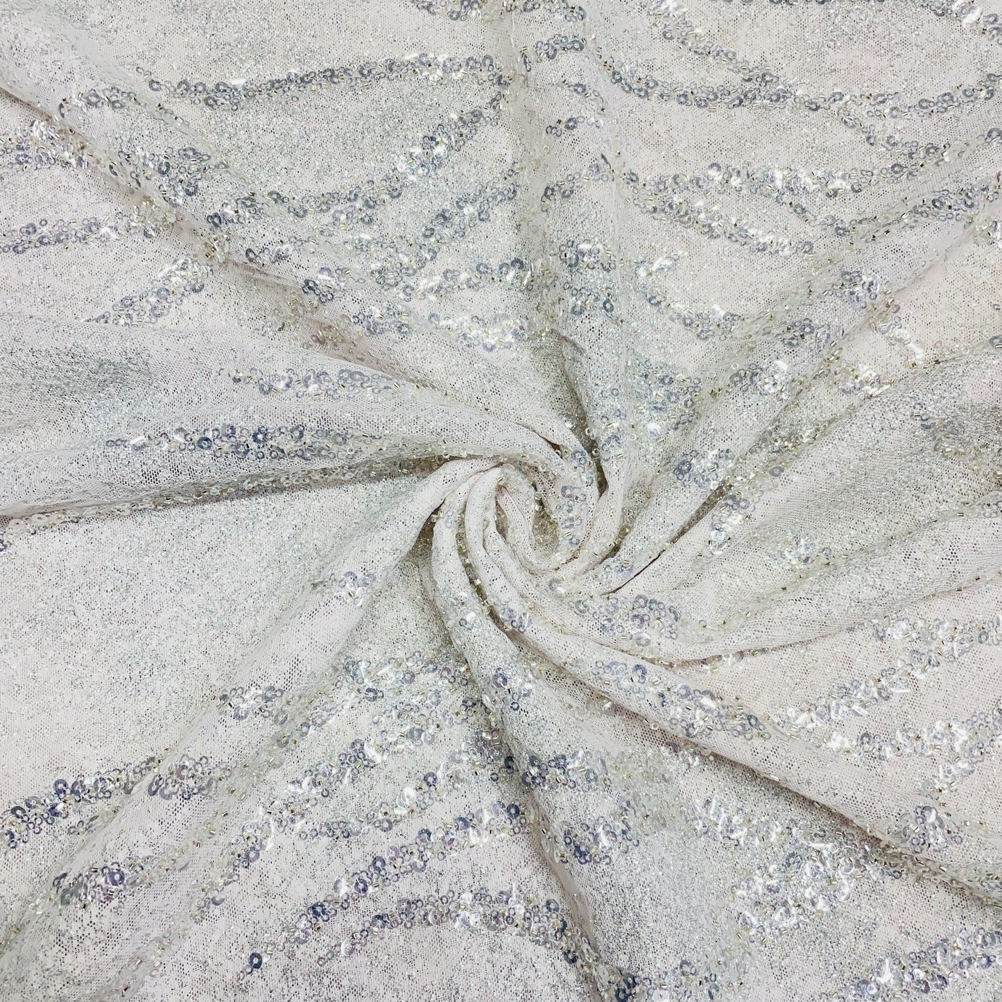 Pink Imported Sequence Embroidery Bonded Glitter Net Fabric - TradeUNO