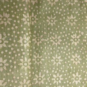 Green & Cream Batik Print Cotton Dupion Fabric - TradeUNO