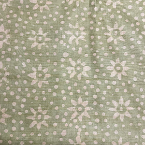 Green & Cream Batik Print Cotton Dupion Fabric - TradeUNO
