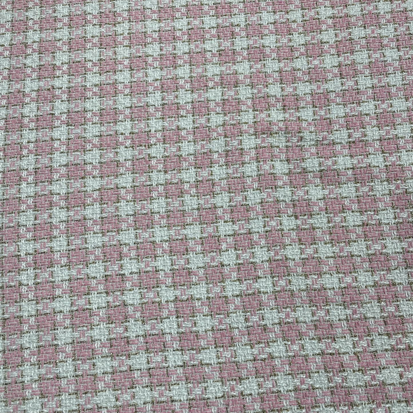 Premium White & Pink Check With Lurex Tweed Fabric