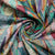 cream multicolor sequence thread embroidery tusser silk fabric